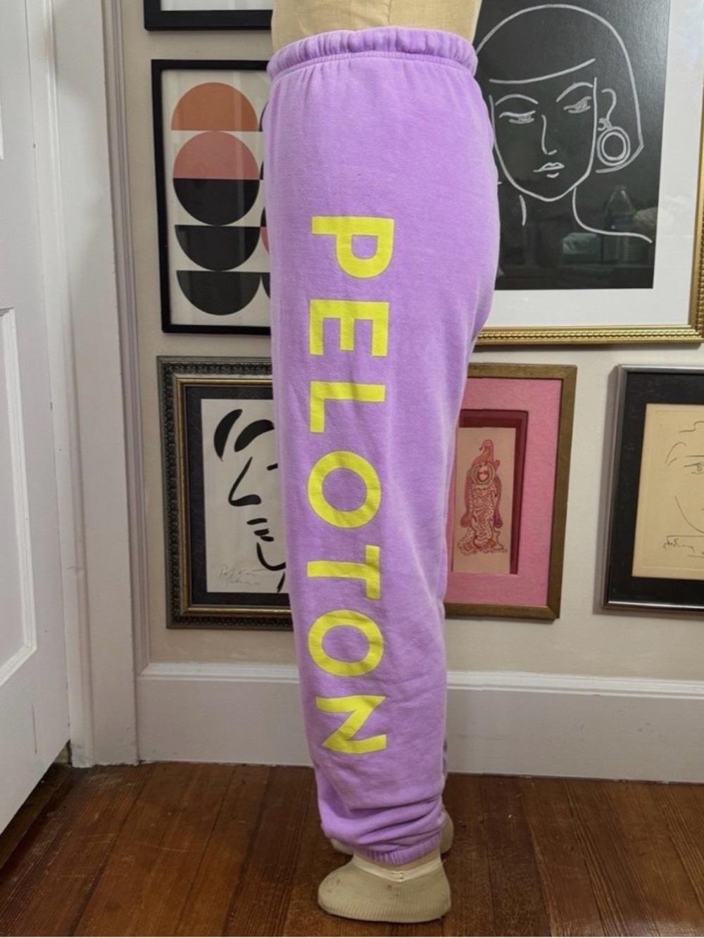 Aviator Nation Lavender Joggers with Yellow Side Logo